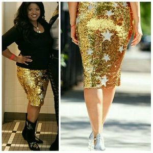 T&J Designs Skirts - Gold Sequin Pencil Skirt Fits 10-15 T&J Designs Skirts - Gold Sequin Pencil Skirt Fits 10-15